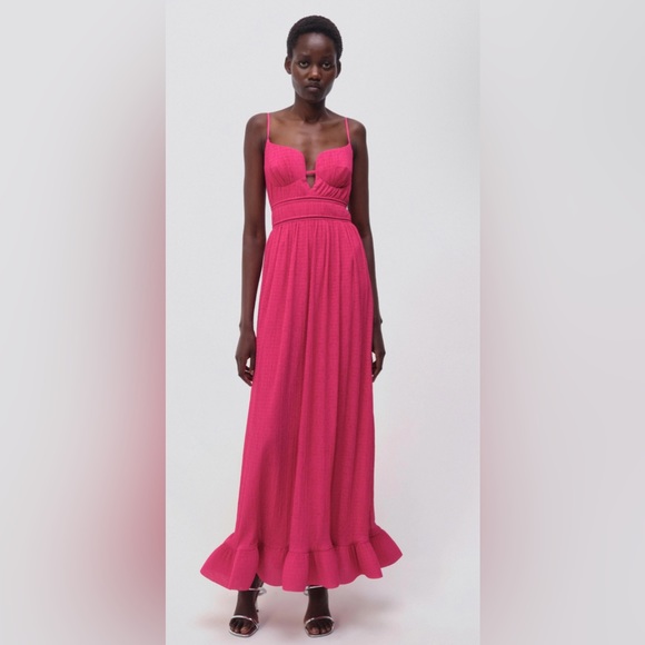 Simkhai MAUDE MAXI DRESS bold pink size 6 - Picture 5 of 11